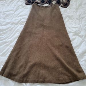 Timeless retro tweed panel brown skirt
